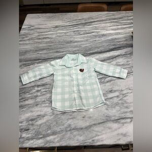 Busy Bees Thanksgiving Green Checkered Kids boys size 2T Shirt